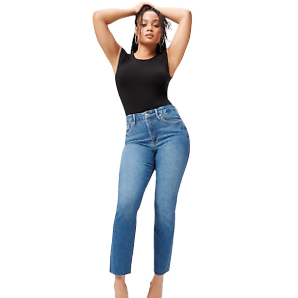 Good American Good Classic High Rise Raw Hem Size 10